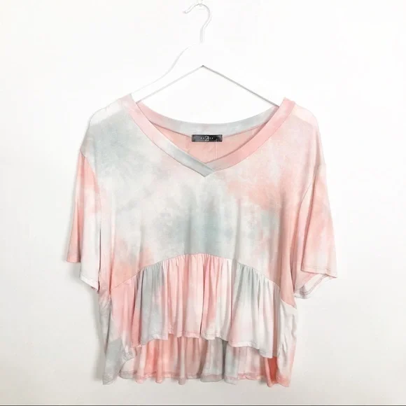 21 Saints Tie Dye V-Neck Short Sleeve Top Size XL - Picture 1 of 11